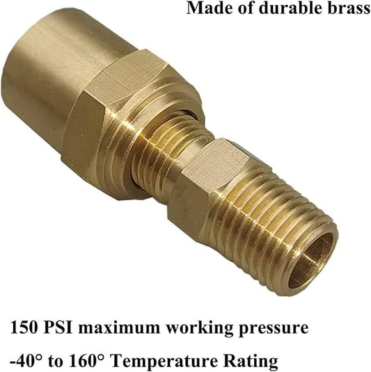 Pipe Fitting Adapter of 1/4" NPTF Male x 3/8" Hose ID x 5/8" Hose OD, Pipe Connector Replacement Part, Brass