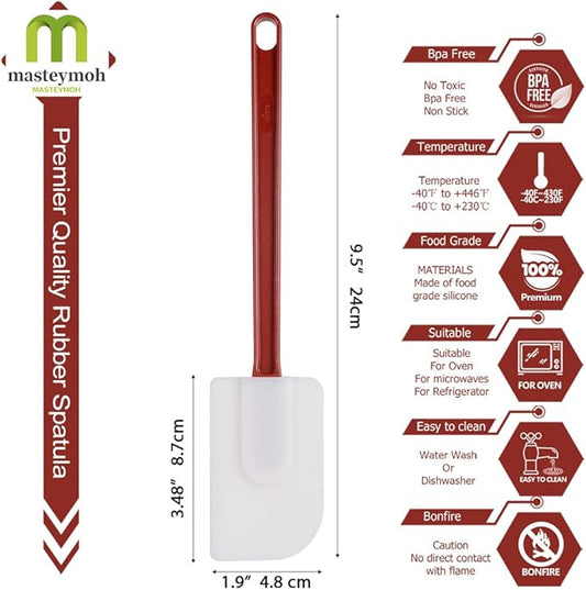 Flexible Rubber Spatulas, Silicone Spatula Set, Soft Rubber Spatula Scraper 9.5 Inches, Commercial Spatula, Silicone Scraper Spatula,Spatulas Set Resistant to 500℉ (2 Scrapers 9.5")