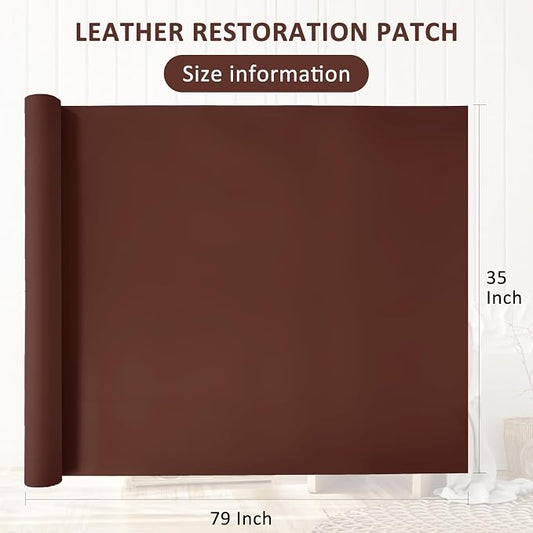 AOOTOOLINK Leather Repair Patch 35X79 Inch Self Adhesive Leather Repair, Large Leather Repair Tape for Couches, Furniture, Car Seats, Cabinets, Sofa, Handbags (Dark Brown, 35X79 Inch)