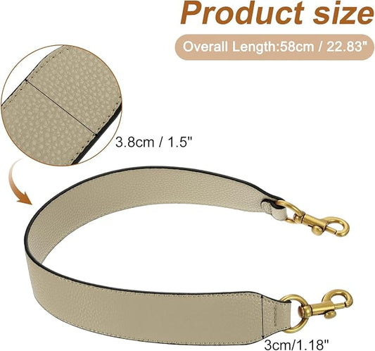 uxcell 22.83 Inch PU Leather Short Bag Strap with Clasp, Purse Handles Handbags Replacement Straps for Clutch Bag Crossbody Underarm Bags, Khaki, Deep Gold Buckle