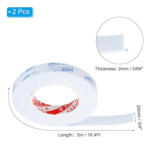 PATIKIL 3/4" W x 5/64" T x 16.4Ft EVA Single Sided Foam Tape, 2Pcs Multipurpose Sealing Strip Foam Waterproof Weather Stripping Foam Sealing Foam Strips with Adhesive for Door, White