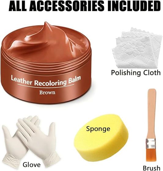 Leather Recoloring Balm, Leather & Vinyl Color Restorer Conditioner – Repairs Faded & Scratched Leather Color