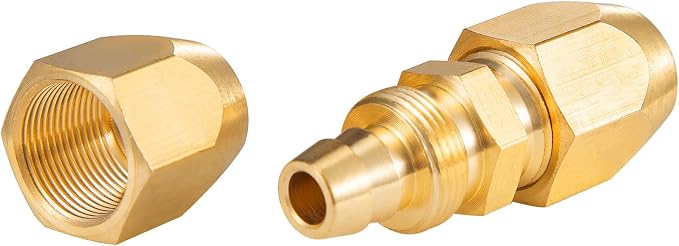 2PCS Soild Brass Air Reusable Hose Splicer For 1/4-Inch ID Hose,1/4" Air Hose Repair Fitting