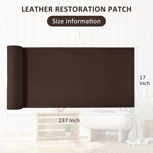AOOTOOLINK Leather Repair Patch 17X237 Inch Self Adhesive Leather Repair, Large Leather Repair Tape for Couches, Furniture, Car Seats, Cabinets, Sofa, Handbags (Coffee, 17X237 Inch)