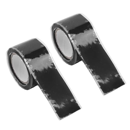 Self Fusing Silicone Tape, Waterproof Insulation Adhesive Tape, 2 Rolls 1.5m x 2.5cm - Heat, Easy Tear, Durable Pipe and Hose Repair Solution (Black)