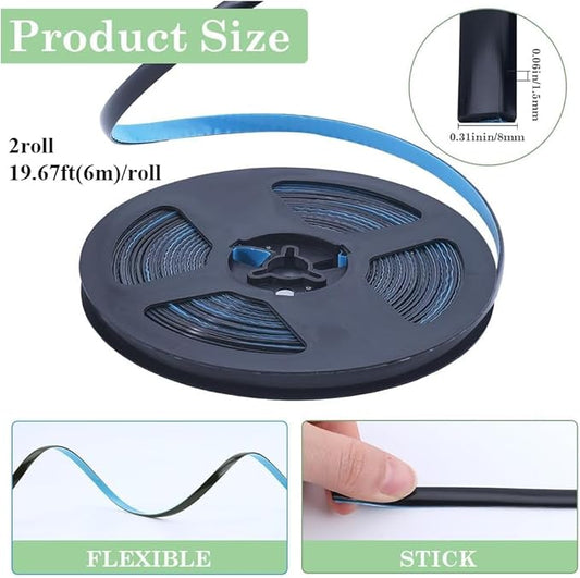 GORGECRAFT 2 Rolls 39 Feet Peel and Stick Caulk Tape Molding Trim Self Adhesive PVC Plastic Caulking Tape Decorative Sealing Edging Strip for Countertops Sinks Toilets Wall Corner Bathroom Kitchen