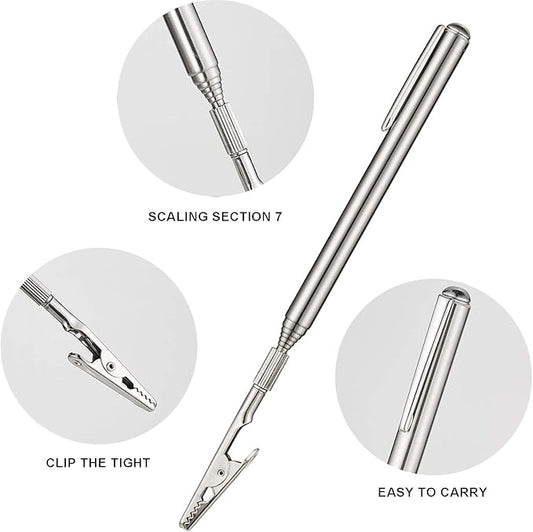 Mudder 2 Pcs Telescoping Clip Telescopic Metal Wire Clamp with Pen Bracelet Helper Tool Extendable for Mechanics Automobile Repair Jewelry Fix Range 8.27-36 inch
