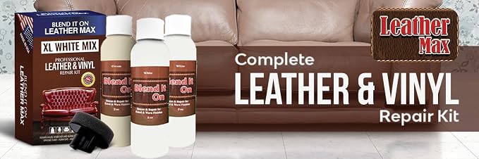 Blend It On XL White Mix Leather and Vinyl Repair Kit - Now with 6 Ounces for Furniture, Jacket, Car Seat, Boots, Easy Instructions to Match Colors, Any Material No Mixing Chart Needed (White Mix)