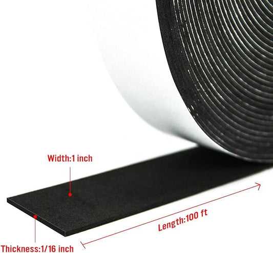 Seal Foam Tape,1/16" Thick-1"-49ft 2Rolls, Weather Stripping for Door and Window,High Density Single Sided Closed Cell Door Insulation Weather Strip, Black