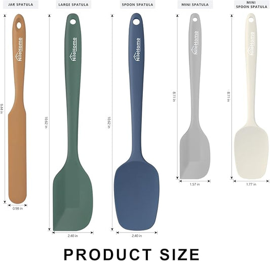NileHome Silicone Spatula Set, 5 Pieces Food Grade Kitchen Utensils with Silicone Brush Heat Resistant BPA-free Rubber Spatula for Scraping, Baking, Cooking, Mixing—Forest Style