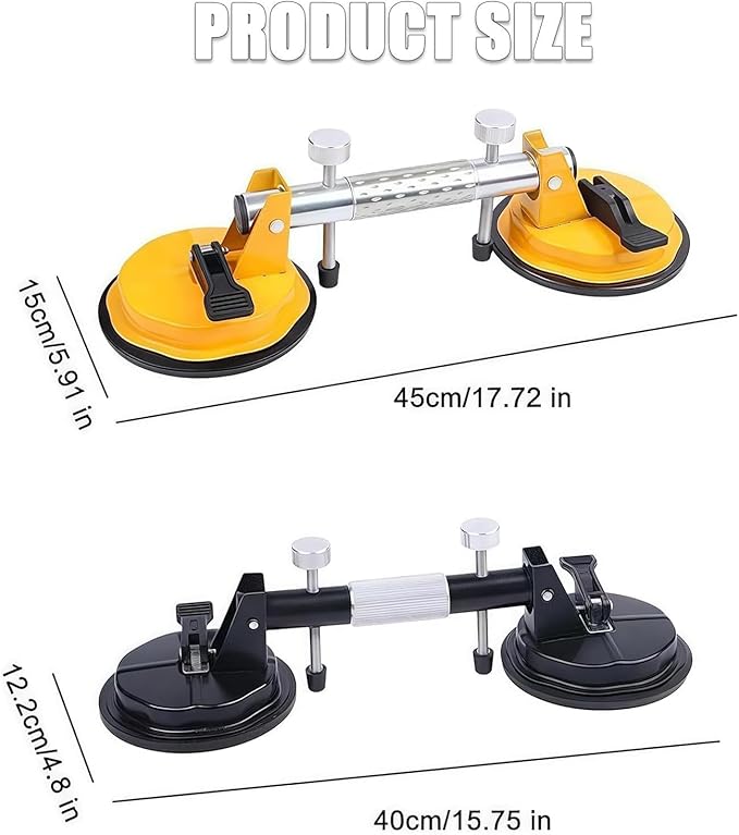 Laminate Floor Gap Fixer Tool - Professional Countertop Alignment Clamps with Adjustable Vacuum Suction - Seam Setter & Gap Repair Tool for Granite, Marble, Stone Slab & Glass (Yellow)