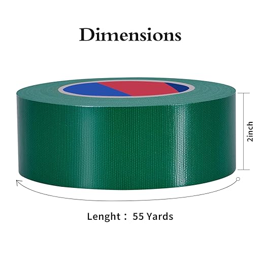 Green Heavy Duty Duct Tape, 2 Inch x 55 Yards, Industrial Grade Waterproof & UV Resistant, Strong Adhesive for Indoor Outdoor Repairs, Crafts, Home Improvement, Moving Packing and DIY Projects