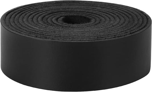 Ringsun 1 Inch Wide Flat Leather Straps for Crafts, Full Grain Leather Strips Cord String for Crafts, Tooling (2mm Thick 72.5 Inches Long Black)