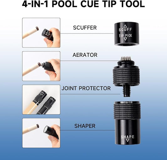GSE Games & Sports Expert Billiard Pool Cue Tip Tool, Stick Scuffer/Shaper/Aerator/Joint Protector Tool, Billiard Accessories