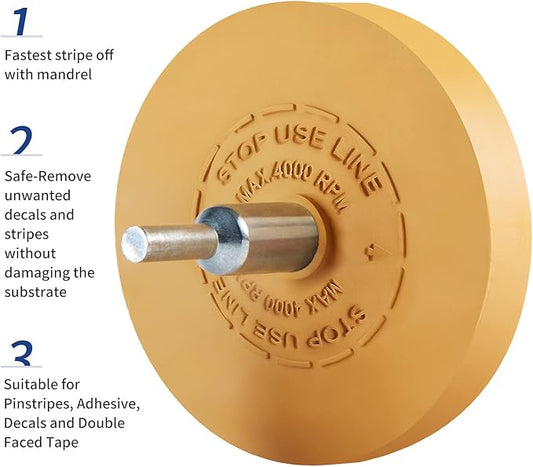 Decal Remover Eraser Wheel Rubber Eraser Wheel Adhesive Remover Wheel for Cars Sticker Remover Tool Removes Pinstripe Stripe Vinyl Tape and Graphic