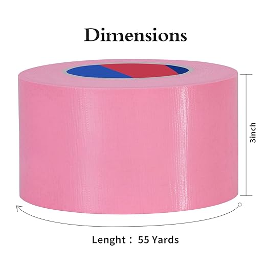 Pink Heavy Duty Duct Tape, 3 Inch x 55 Yards, Industrial Grade Waterproof & UV Resistant, Strong Adhesive for Indoor Outdoor Repairs, Crafts, Home Improvement, Moving Packing and DIY Projects