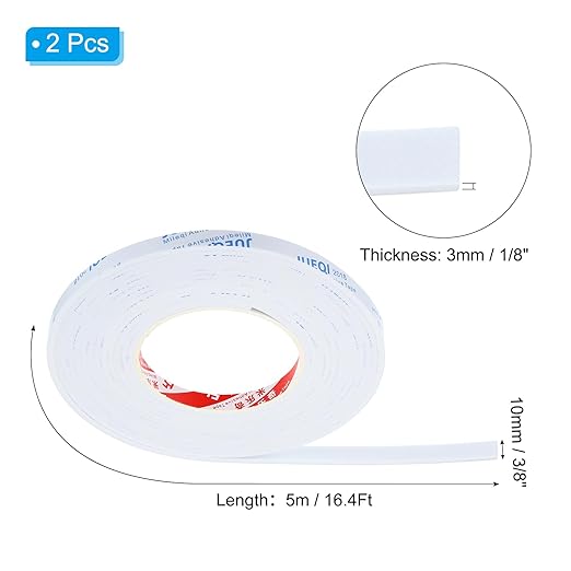 PATIKIL 3/8" W x 1/8" T x 16.4Ft EVA Single Sided Foam Tape, 2Pcs Multipurpose Sealing Strip Foam Waterproof Weather Stripping Foam Sealing Foam Strips with Adhesive for Door, White