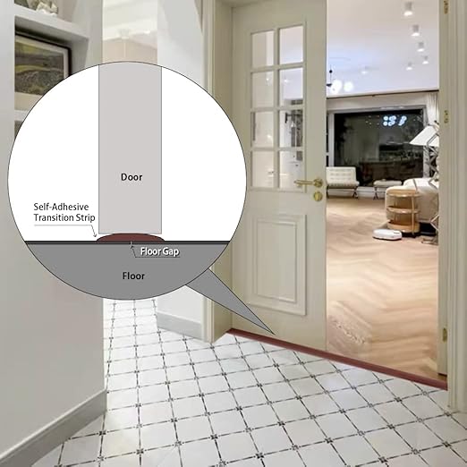 Floor Transition Strip 2" Self Adhesive Flat Vinyl Flooring Transitions Strip with Strong Backing (5cm, 6.6FT, Brown Wood Grain)