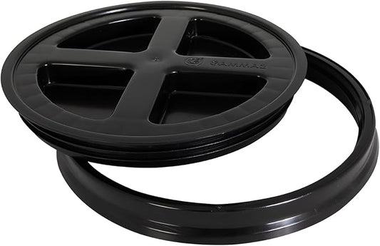 GAMMA2 Gamma Seal Lid - Pet Food Storage Container Lids - Fits 3.5, 5, 6, & 7 Gallon Buckets, Black, Made in USA
