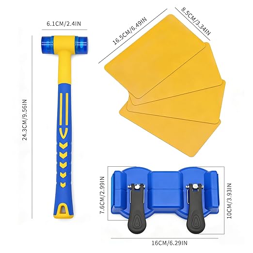 Floor Gap Fixer Tool, Double-Head Vacuum Suction Cup Repair Tool, Durable Hammer and 5pcs Sticky Pads, for Laminate, Vinyl, Wood & Tile Flooring