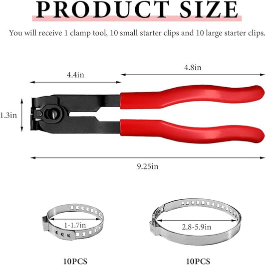 CV Boot Clamp Pliers with 20PCS Crimp Bands, Ear-Type Extension CV Axle Boot Banding Tool Kit, Single Ear Hose Clamps Pliers Universal Car Repair Tool