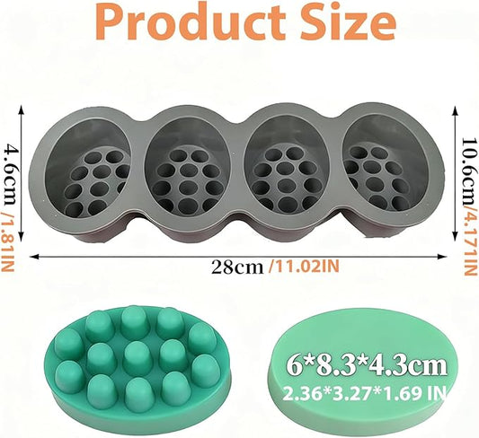 Silicone Soap Making Kit with 2 Massage Bar Molds, 48 Gift Bags, 48 Tags, 65ft Jute Twine, Hair Comb Design, Pink and Teal