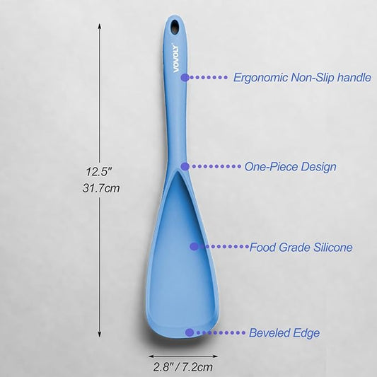 Cooking Spoon for Nonstick Cookwares, VOVOLY Silicone Spoon for Mixing, Scoop, and Scrape,Seamless Design, 12.6'', 2 Pack, Starry Blue