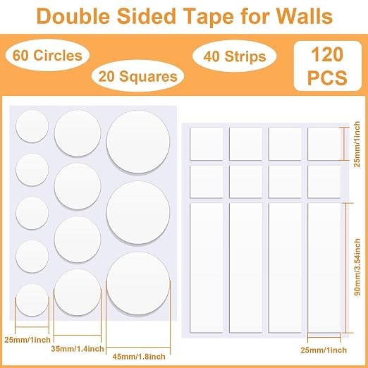 JANYUN 144Pcs Sticky Tack Tape for Walls, Sticky Dots Strips Adhesive | Heavy Duty Clear Museum Putty for Crafts No Trace Poster Water Proof Mounting Tape for School Office Balloons Stickers