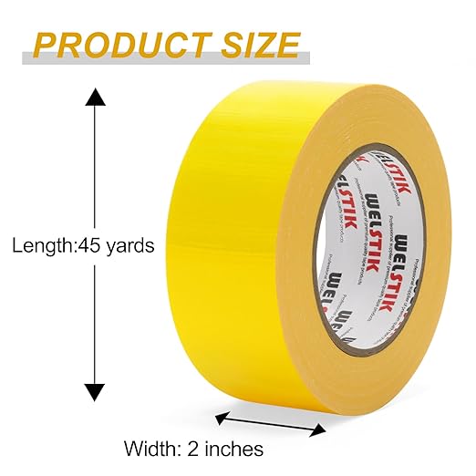 WELSTIK Professional Grade Yellow Duct Tape, Waterproof Duct Cloth Fabric,Duct Tape for Repairs, DIY, Crafts, Indoor Outdoor Use,2 Inch X 45 Yards