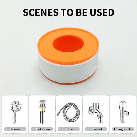 Teflon Tape-4pack Plumber Tape for Pipe Joints - Leak-Proof Pipe Sealant Tape with High Temperature Resistance, Durable for Shower, Faucet, Hose, Sink Drain, Triangle Valve (4)