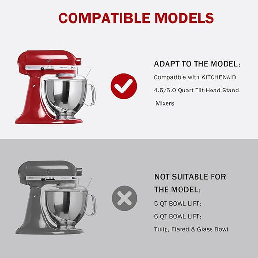 Flex Edge Beater for KitchenAid 4.5/5 Qt Tilt-Head Mixer – Flexible Silicone Edge kitchen aid paddle attachments, Auto-Scrape Bowl Scraper, For Kitchen Aid Accessories and Attachments (Gray)