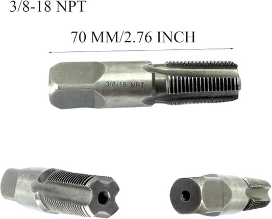 2 Pcs 3/8 NPT Pipe Taps,Carbon Steel Hand Threading Tap for Plumbing Projects,Auto Repairs and Other Various DIY Thread Cutting Tools Small Poject