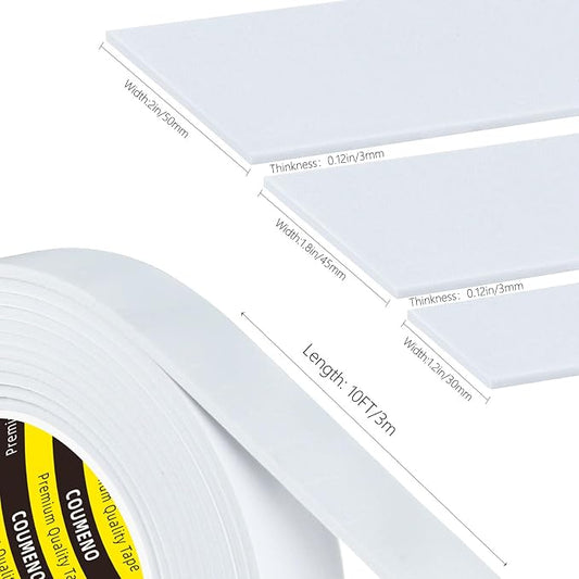 Single-Sided Adhesive EVA Foam Tape 2 Pack 1in x 10FT,White Foam Weather Stripping,Door Seal & Window Insulation Tape,Waterproof Sound Proof Seal Strip for Doors,Garage Door & Gap Sealing