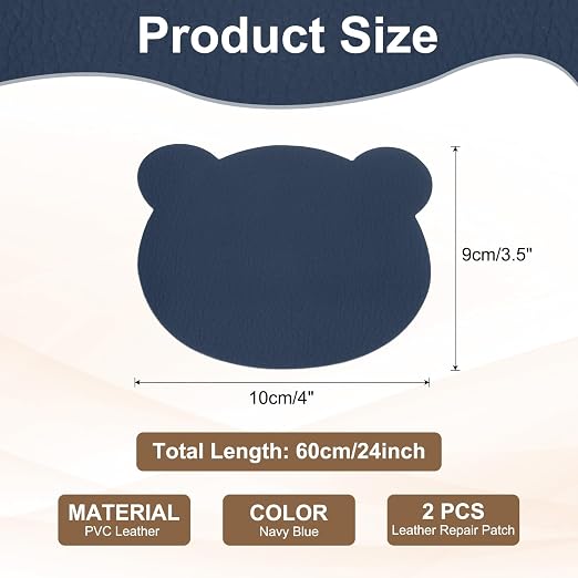 PATIKIL Leather Repair Patch, 2 Pcs 4 x 3.5 Inch Self-Adhesive Vinyl Patch Furniture Tape Repair Kit for Sofas Couches Stools Chairs Cabinets Bags, Navy Blue
