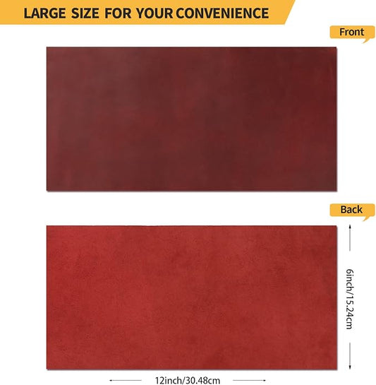RingSun 6''X12'' Red Leather Sheets for Crafts (3mm), Full Grain Leather Tooling Leather