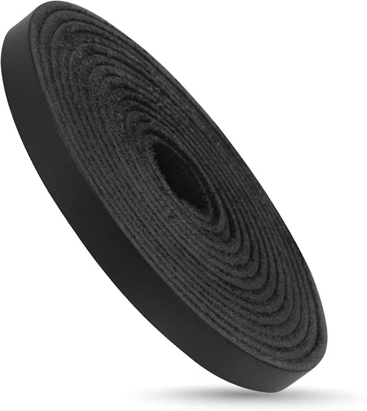 Ringsun 1/4 Inch Wide Flat Leather Strips for Crafts, Full Grain Leather Strap Cord String for Crafts, Tooling (2mm Thick 72.5 Inches Long Black)