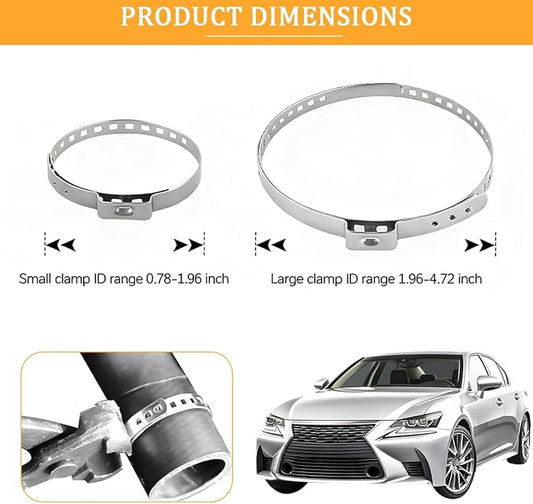 20PCS Car CV Boot Clamp Kit, Stainless Steel Vehicle 10PCS Small & 10PCS Large Hose Clamps, Adjustable Auto Drive Shaft Joint Axle Boot Crimp Clamps, Universal For SUV Truck RV
