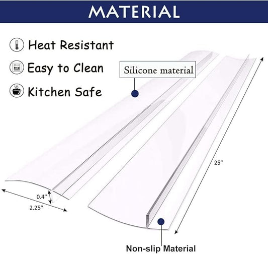 Kitchen Stove Counter Gap Cover,2 PCS Silicone Stove Gap Covers,Heat Resistant Oven Gap Cover Gap Filler Prevents Foods Spills From Kitchen Counter Stovetop Gap (Semi-clear, 25INCHES)