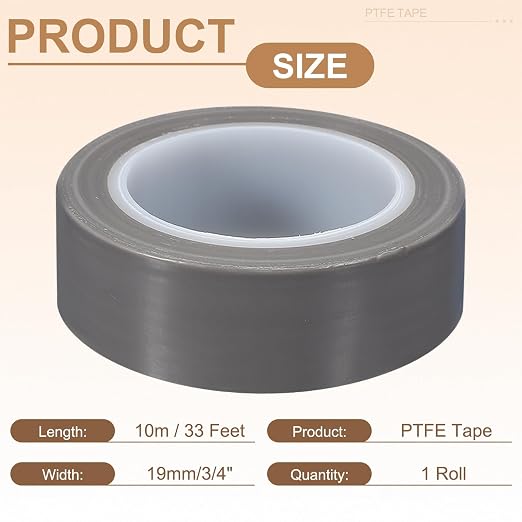PATIKIL 3/4" x 33ft Heat Resistant Tape, High Temperature Tape PTFE Adhesive High Heat Tape Waterproof Smooth Surface for Vacuum Sealer Machine Insulation Protection, 0.1mm Thick, 1PCS