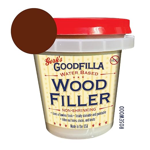 Goodfilla Rosewood, 8 oz, Wood and Grain Filler, Stainable, Sandable, Zero Waste, Non-Toxic, USA Made