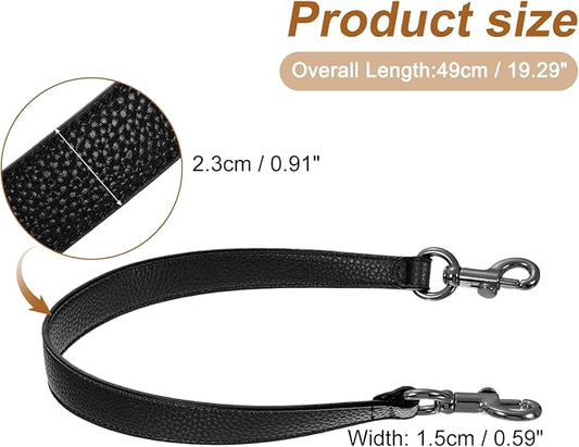 uxcell 19.29 Inch PU Leather Short Bag Strap with Clasp, Purse Handles Handbags Replacement Straps for Clutch Bag Underarm Bags, Black, Grey Buckle
