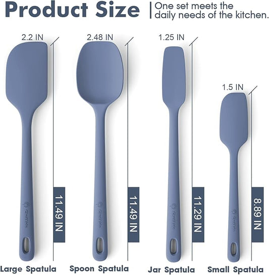 ChefAide 4 Pieces Silicone Spatula Set, Food Grade Rubber Spatula, Upgrade Strong Handle with Ergonomic Grip, Heat Resistant for Nonstick Cookware, Cooking