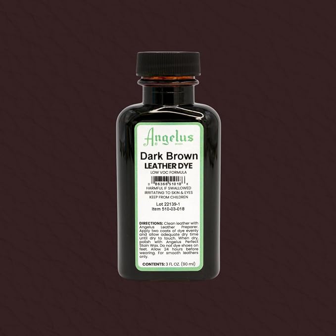 Angelus Leather Dye - Flexible Leather Dye for Shoes, Boots, Bags, Crafts, Furniture, & More 3oz, Dauber Included (Dark Brown)