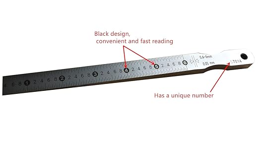Precision Wedge Gap Feeler Gauge with High-Contrast Markings, Stainless Steel Taper Gauge for Automotive Repair & Metalworking - Easy-Read Scale Design, Clear Numerical Identification(0.4-6mm)