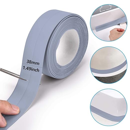 Bath & Kitchen Caulk Tape Sealant Strip,PVC Self Adhesive Tub and Wall Sealing Tape Caulk Sealer,Caulk Strip,sealant Tape,Shower Tile Sealer Adhesive sealant (Silver)