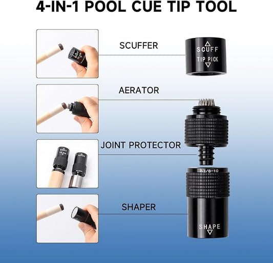 GSE Games & Sports Expert Billiard Pool Cue Tip Tool, Stick Scuffer/Shaper/Aerator/Joint Protector Tool, Billiard Accessories