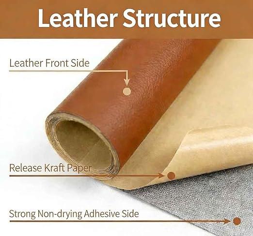 Leather Repair Patch Tape Kit, Self Adhesive Leather Repair for Furniture, Couch, Sofa, Car Seats,Office Chair,Vinyl Repair Kit (Black,19x40 inch)