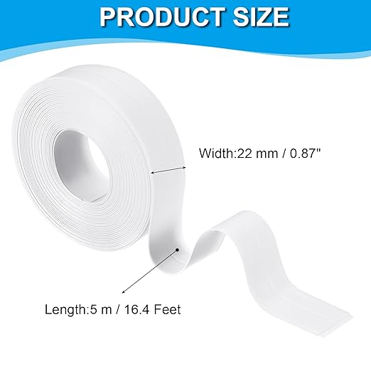 PATIKIL Caulk Tape 0.9" x 16 Ft, Self Adhesive Sealing Tape Waterproof Toilet Tub Caulk Sealant Strip Sealing Trim for Kitchen Bathroom Toilet Bathtub Sink Countertop, White