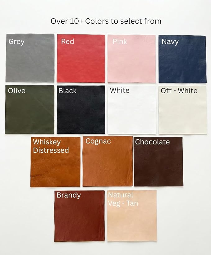 Natural Grain Cow Leathers: 12'' x 12'' Pre-Cut Leather Pieces (Cognac, 5 Pieces)