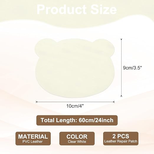 PATIKIL Leather Repair Patch, 2 Pcs 4 x 3.5 Inch Self-Adhesive Vinyl Patch Furniture Tape Repair Kit for Sofas Couches Stools Chairs Cabinets Bags, Clear White